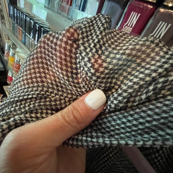 7 For All Mankind Houndstooth Chiffon Tie Neck Silk Blouse - Picture 8 of 11